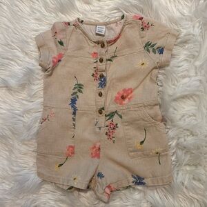 Old Navy Baby‎ Girl Floral Cream Romper Size 12-18 Months
